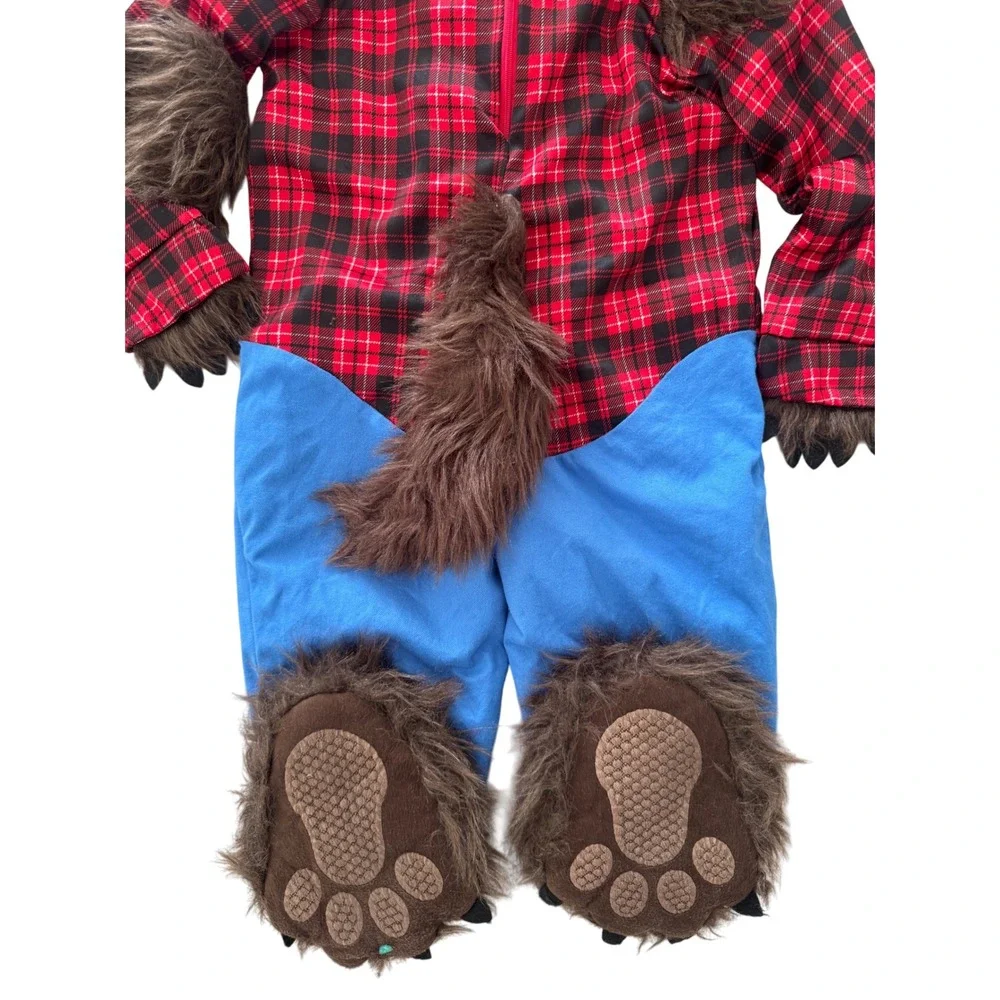 Kids Werewolf Costume Plaid Shirt Blue Pants Halloween Party‎ Dress Up